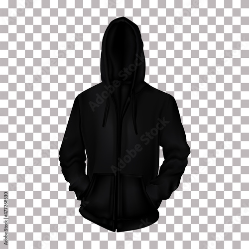 mock up hoodie black with transparent background