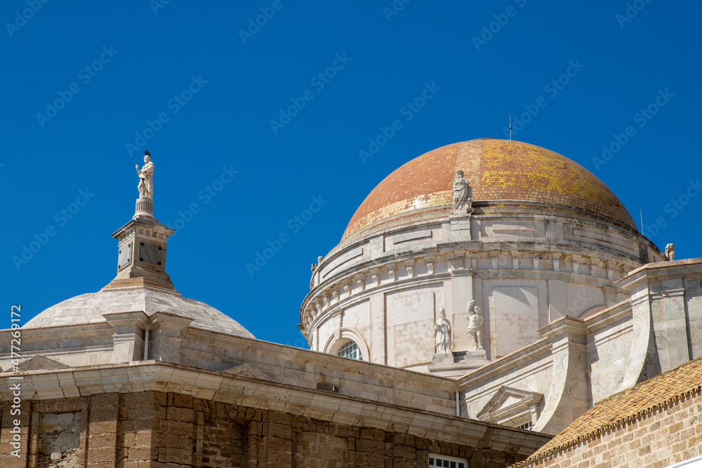 detail view of the cathedral of Cadiz in Andalusia. Spain