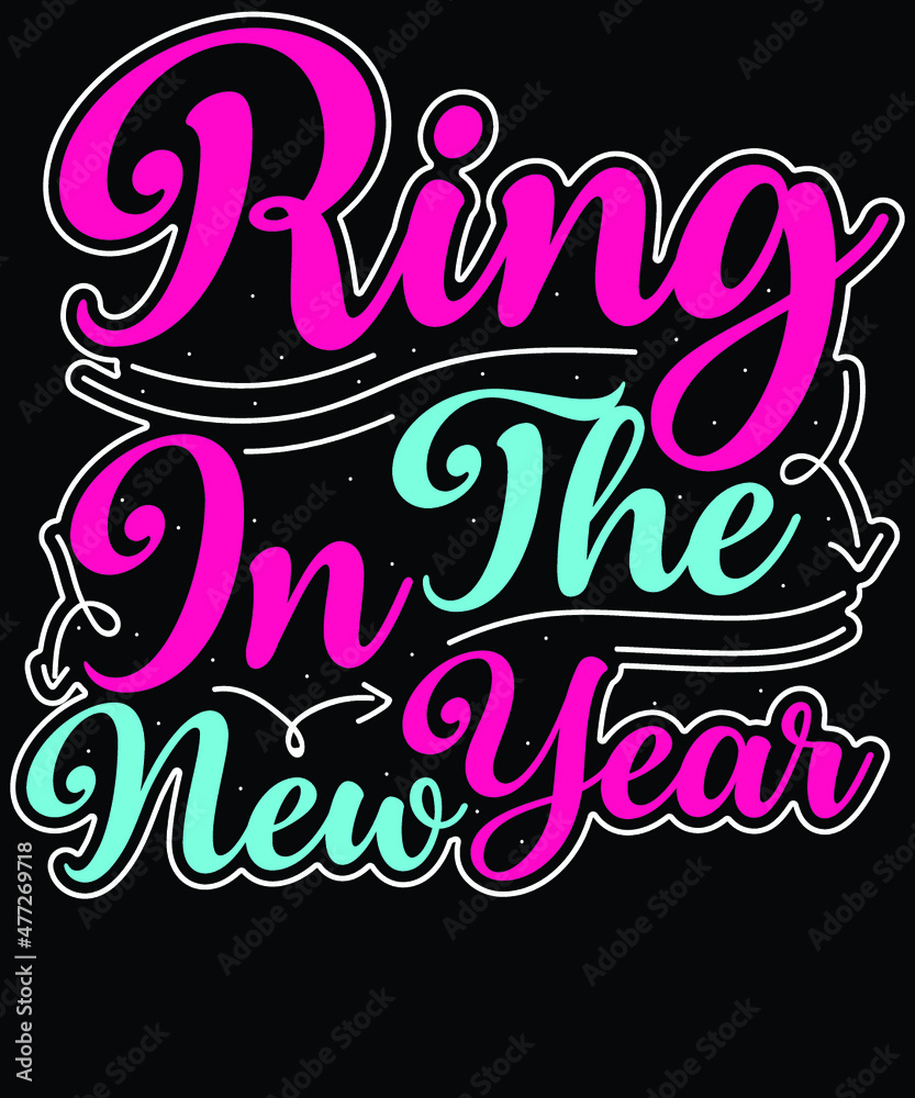 Happy new year lettering vector, typography vector