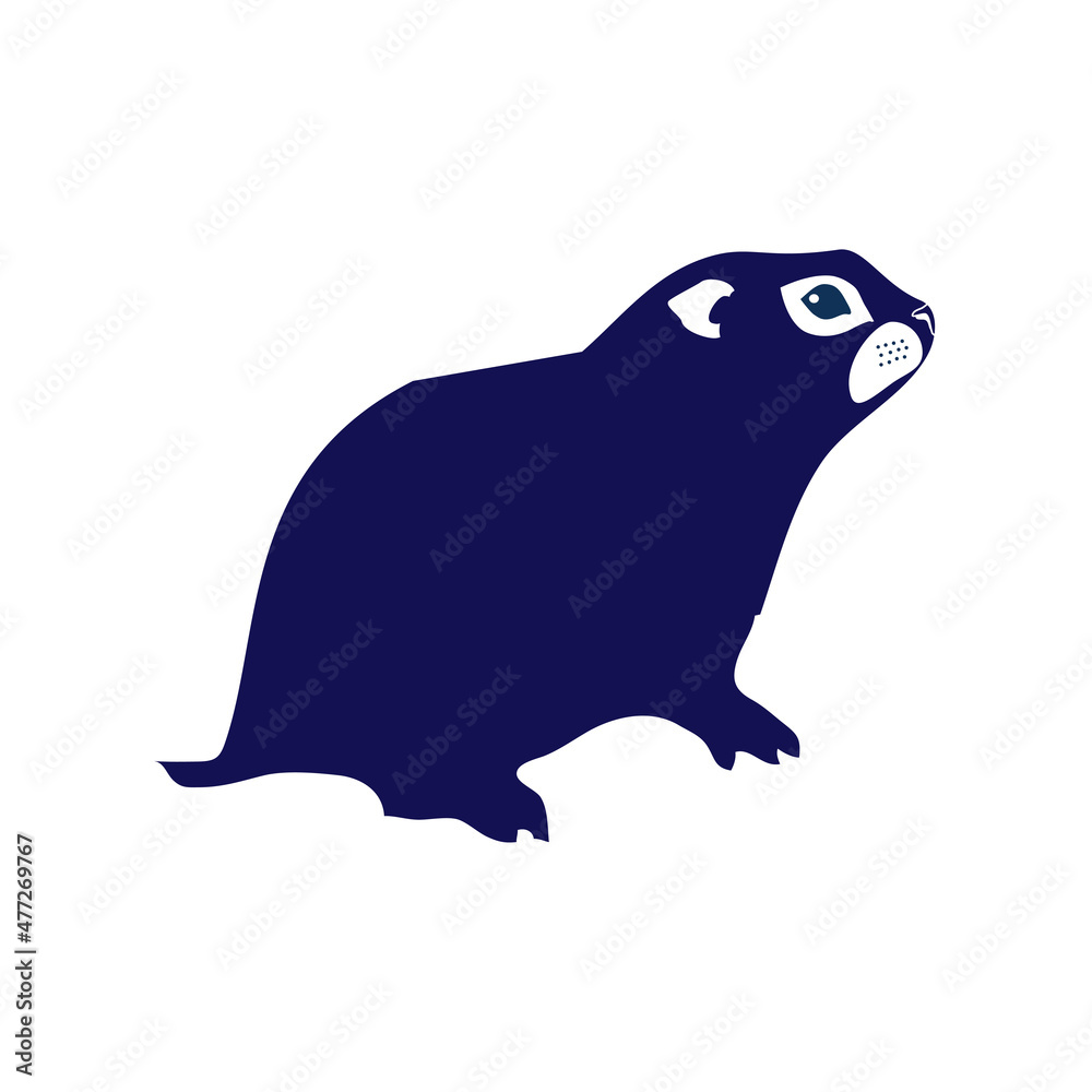 Polar lemming vector illustration isolated on white background, Arctic animal, Simple flat symbol, silhouette icon, decorative mammal sign for design zoo alphabet, protection of Norwegian animals