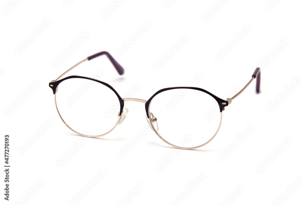 Women's eyeglasses .different colors and shapes on a white background Women's eyeglasses .different colors and shapes on a white background