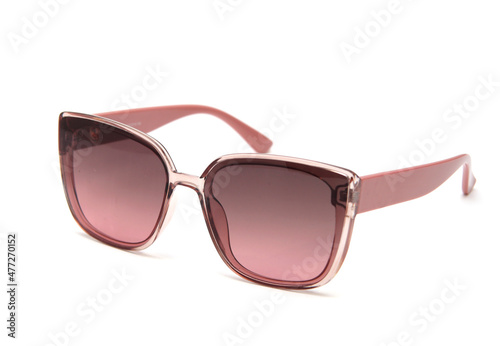 Fashionable sunglasses for women. burgundy glass. beautiful shape. on white isolated background.