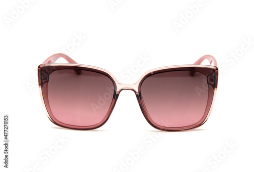 Fashionable sunglasses for women. burgundy glass. beautiful shape. on white isolated background.