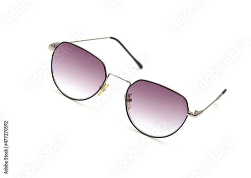 Fashionable sunglasses for women. blue glass. beautiful shape. on white isolated background