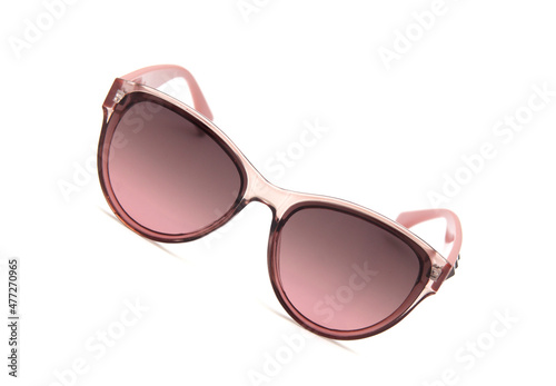 Fashionable sunglasses for women. burgundy glass. beautiful form. on white isolated background.