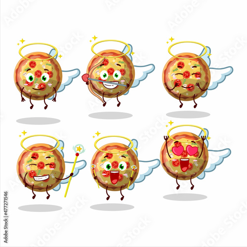 Pizza gummy candy cartoon designs as a cute angel character