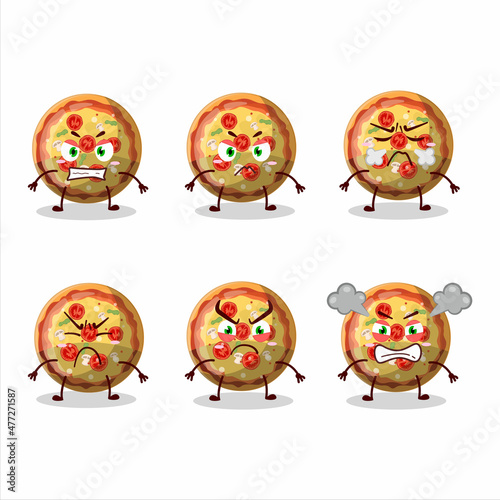 Pizza gummy candy cartoon character with various angry expressions