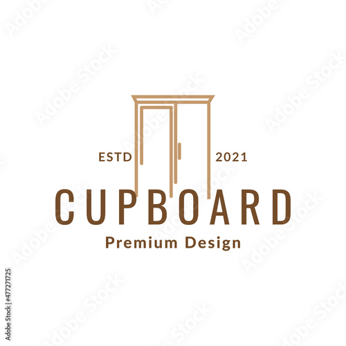 line hipster cupboard interior logo design vector graphic symbol icon sign illustration creative idea