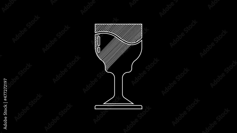 White line Wine glass icon isolated on black background. Wineglass icon. Goblet symbol. Glassware sign. Happy Easter. 4K Video motion graphic animation White line Wine glass icon isolated on black background. Wineglass icon. Goblet symbol. Glassware sign. Happy Easter. 4K Video motion graphic animation