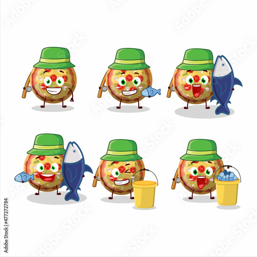 A fisherman pizza gummy candy cartoon picture catch a big fish