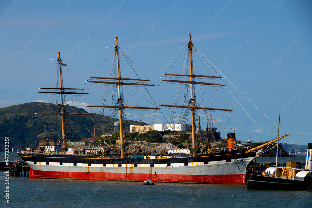 Old wood ship in San Francisco bay..