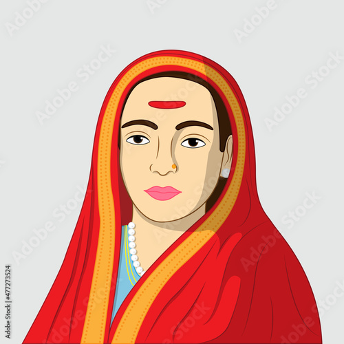 Vector illustration portrait concept of Savitribai Phule, first female teacher of India. Indian social reformer, educationalist and poet.