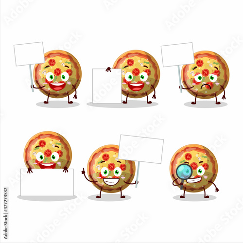 Pizza gummy candy cartoon character bring information board