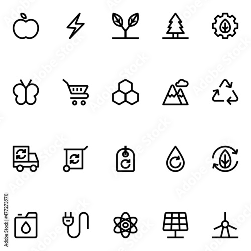 Outline icons for ecology & environment.