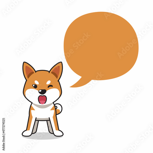Cartoon character shiba inu dog with speech bubble for design. © jaaakworks