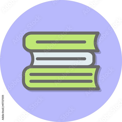 Books Line Filled Circle Vector Icon Design