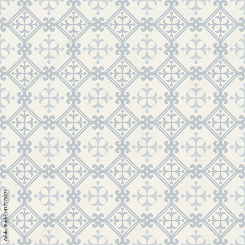 Seamless pattern with trendy decorative ornaments on a white background. Fabric texture swatch, seamless wallpaper. Vector illustration