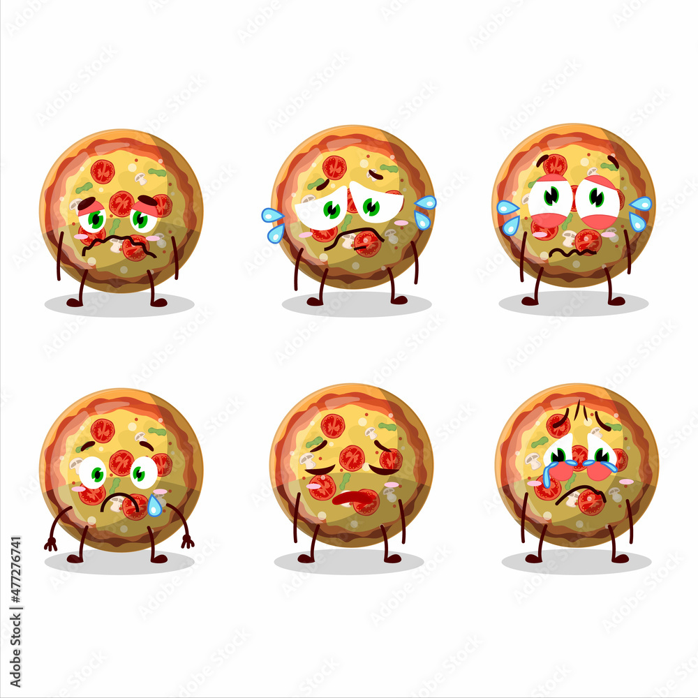 Pizza gummy candy cartoon character with sad expression Pizza gummy candy cartoon character with sad expression