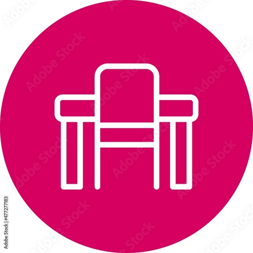 Desk Line Circle Vector Icon Design