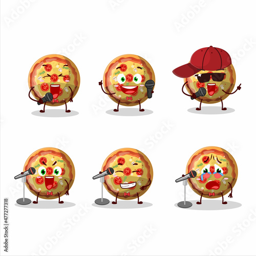 A Cute Cartoon design concept of pizza gummy candy singing a famous song