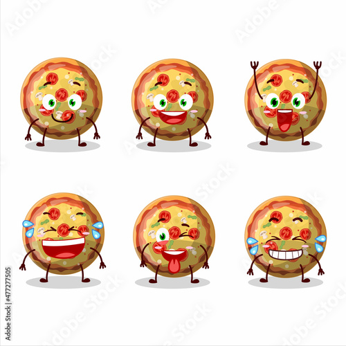Cartoon character of pizza gummy candy with smile expression