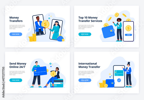 Online payments. Internet payments, transfer money online. People use smartphones for transferring, and shopping. Internet banking concept. Vector flat illustration for banners, webpage.