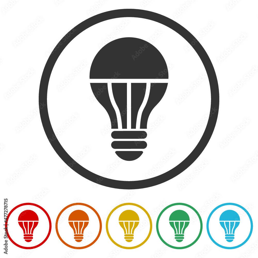 LED light bulb icon isolated on white background, color set LED light bulb icon isolated on white background, color set