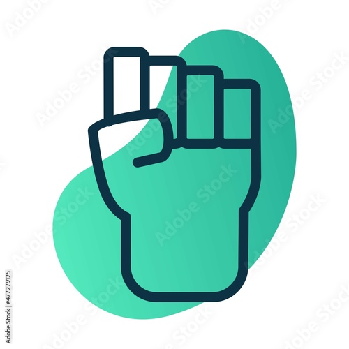 Fist Line Bubble Gradient Vector Icon Design