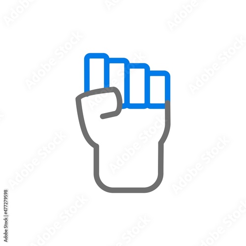 Fist Line Blue Vector Icon Design