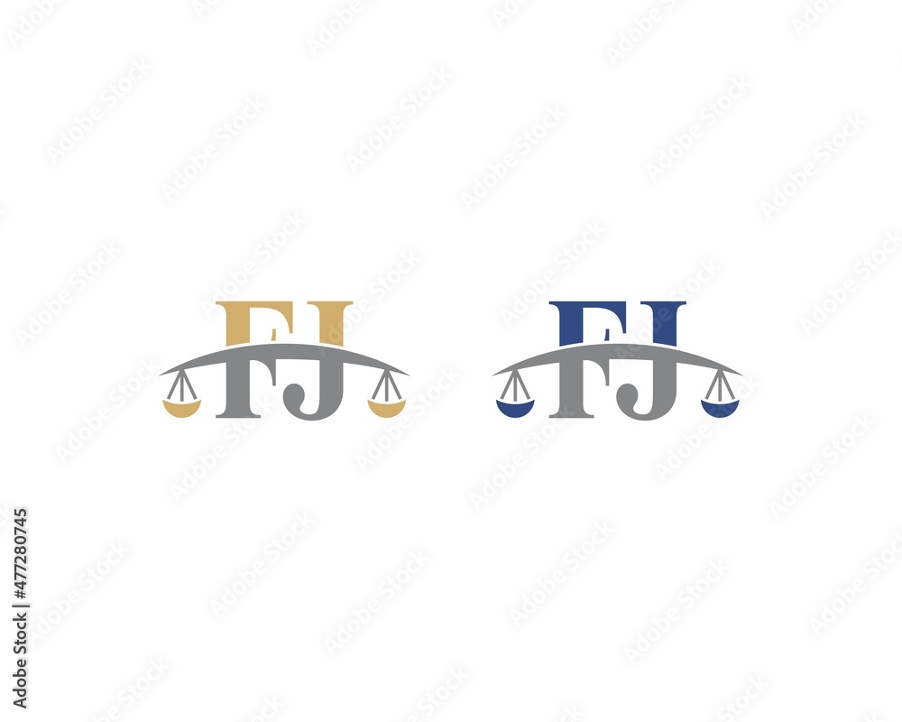 Letters FJ Logo With Scale of Justice Logo Icon 001 Stock Vector ...