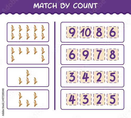 Match by count of cartoon ginger. Match and count game. Educational game for pre shool years kids and toddlers