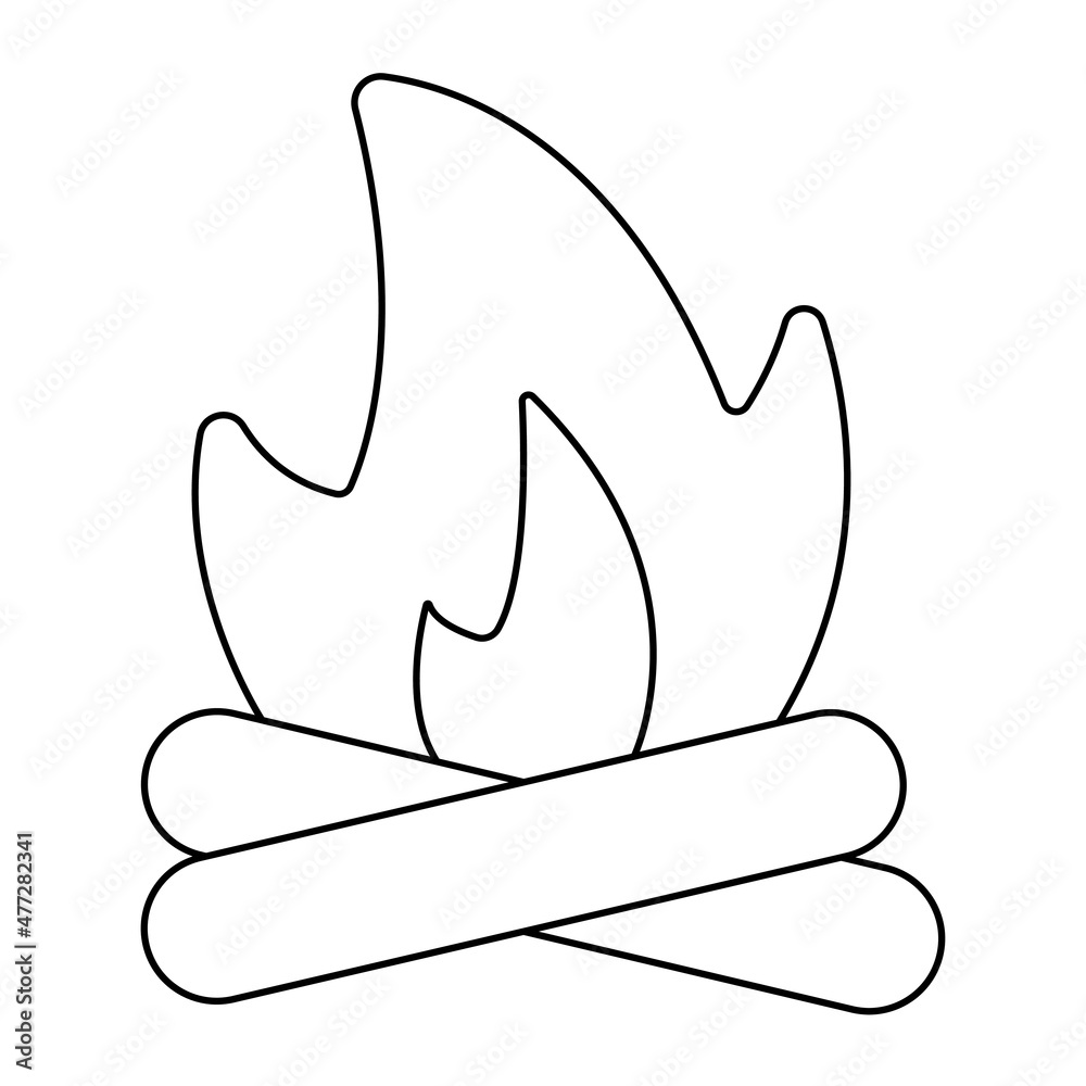 Bonfire Fireplace Fire Heat Warm Vector. Black and white. White ...