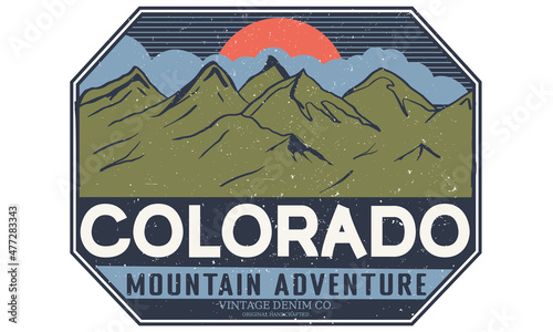 Colorado adventure vector graphic print for apparel, sticker, batch, background, poster and others.