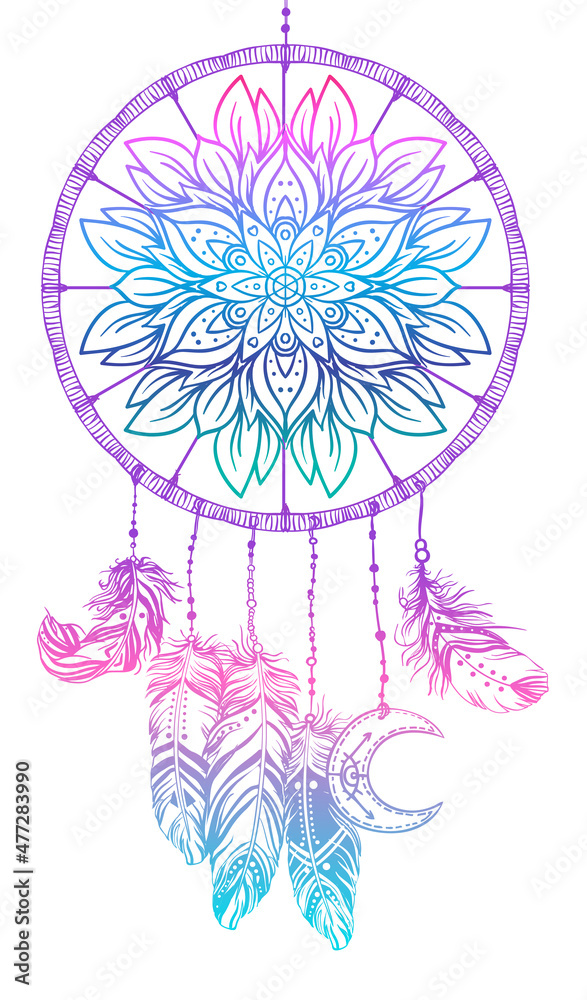 Feather dream catcher icon simple vector. Indian native Stock