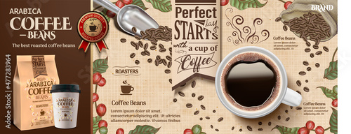 Billede på lærred Coffee beverage vector