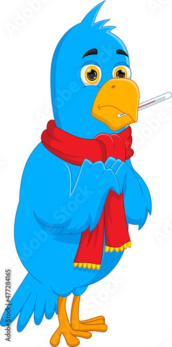 cartoon bird is sick isolated on white background