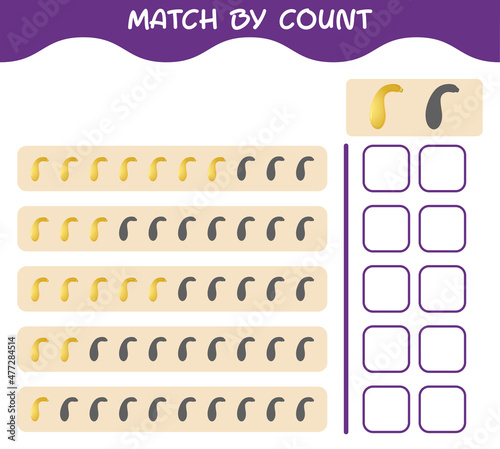 Match by count of cartoon crookneck squash. Match and count game. Educational game for pre shool years kids and toddlers photo