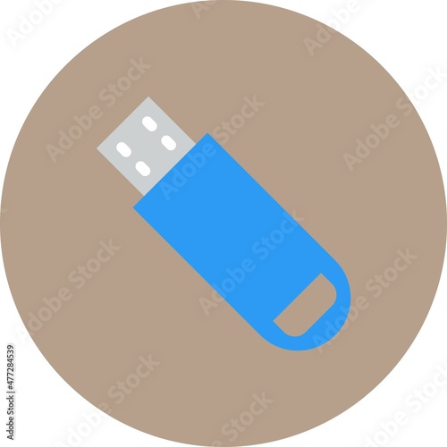 Usb Flat Circle Vector Icon Design