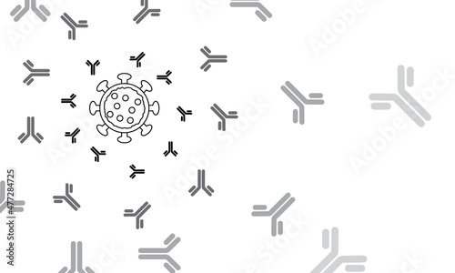 antibody, immune system, molecule cell, virus vector isolated illustration, card background