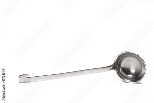 Closeup soup ladle isolated on white background photo