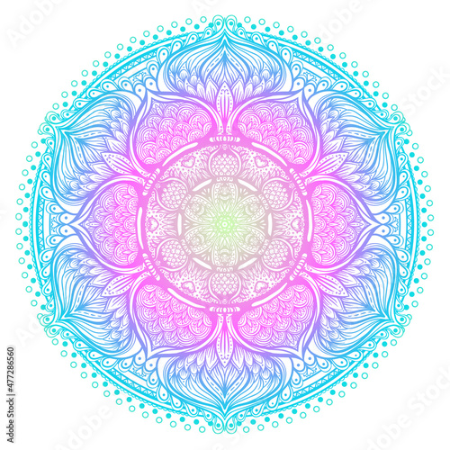 Vector ornamental mandala inspired ethnic art, patterned Indian paisley. Hand...