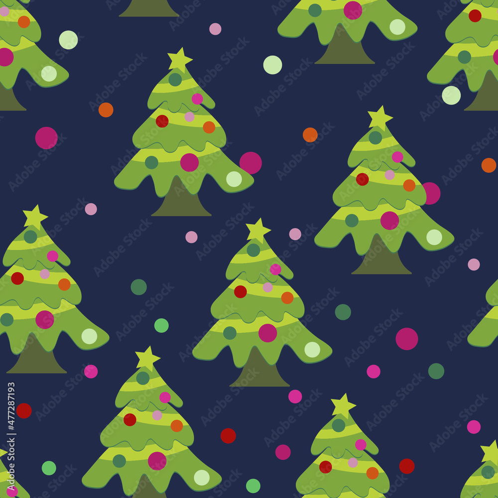 Christmas seamless pattern for greeting cards, wrapping papers. Doodle Christmas trees. Hand drawn winter background. Vector illustration.