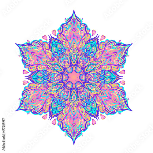 Vector ornamental Lotus floral design, ethnic art, patterned Indian paisley. ...