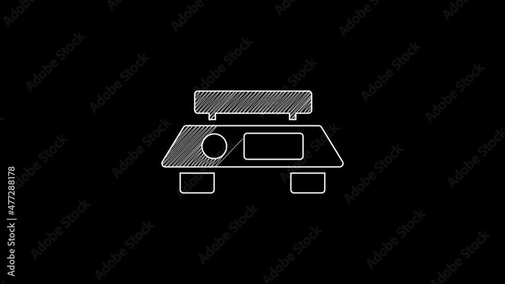 White line Electronic scales icon isolated on black background. Weight measure equipment. 4K Video motion graphic animation White line Electronic scales icon isolated on black background. Weight measure equipment. 4K Video motion graphic animation