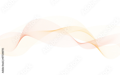 Wave lines flowing. Motion dynamic red and orange lines isolated on white background. Abstract wave element for design. Vector illustration