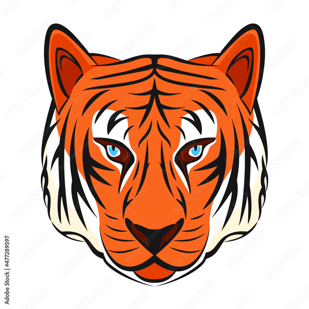 Fototapeta premium Smart tiger head drawing in colorful vector