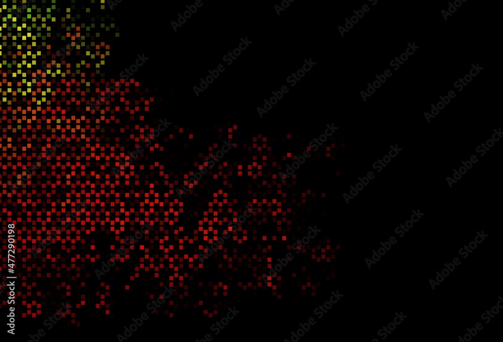 Dark Green, Red vector pattern with crystals, rectangles.