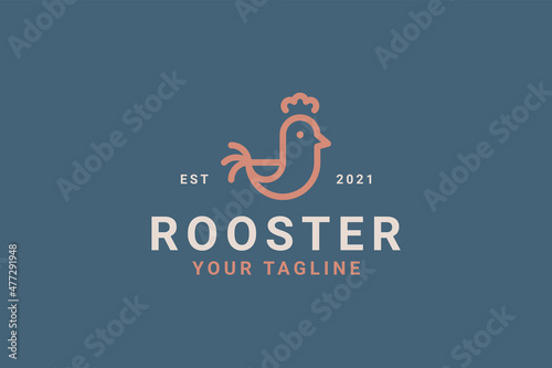 Photo Rooster Minimalist Shape Concept Template Logo Badge.