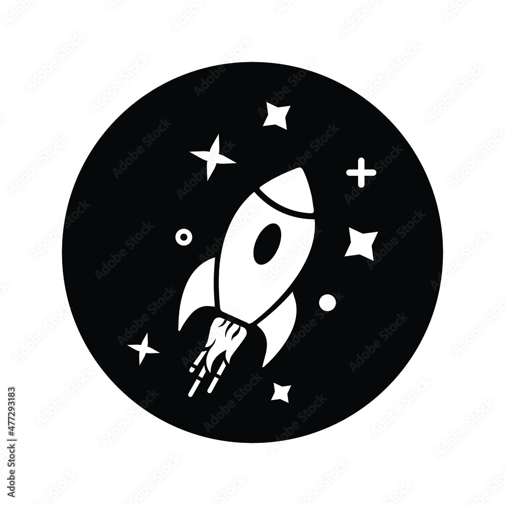 Obraz premium Future, launch, rocket, science, ship icon. Black vector sketch.