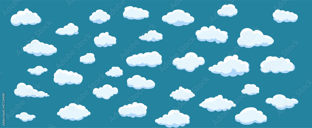 Clouds set isolated on background. Collection of clouds for web site, poster, placard and wallpaper. Creative modern concept. Clouds vector illustration Clouds set isolated on background. Collection of clouds for web site, poster, placard and wallpaper. Creative modern concept. Clouds vector illustration